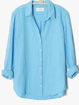 Xirena Scout Cotton Gauze Shirt in Fiji Blue thumbnail 1