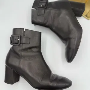 Grigiarancio Y2K Black Leather Ankle‎ Boots 8.5 | Made in Italy Chunky Heel thumbnail 1