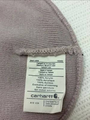 Carhartt Lavender Knit Beanie with Orange Logo Patch women’s thumbnail 3