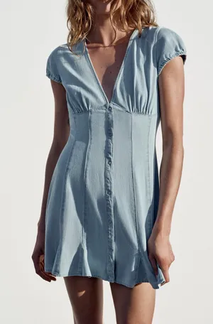 BNWT Zara TRF Blue Denim Mini Dress thumbnail 1