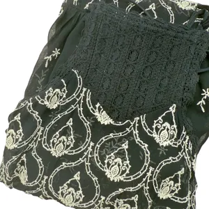 Anthropologie Black Sheer Fully Embroidered Mini Slip Dress Boho Feminine SMALL thumbnail 8
