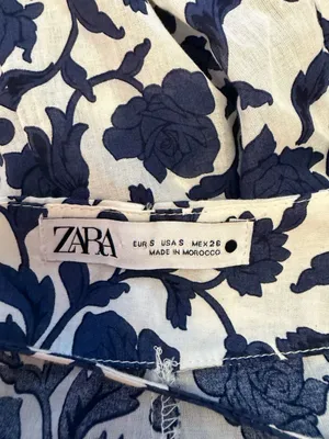 Zara Floral Midi Dress Size S Blue White Spaghetti Strap Sundress thumbnail 2