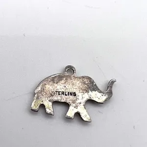 Vintage Women's Elephant Sterling Silver Trunk Up‎ Silver Tone Necklace Pendant thumbnail 4