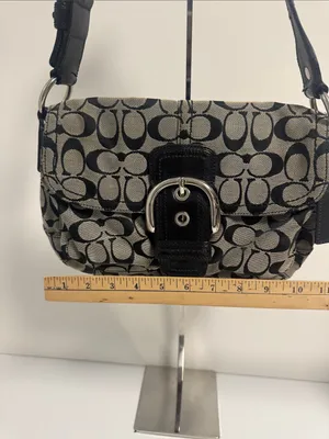 Coach SoHo Signature Flap Bag Y2K Oversized Hardware thumbnail 11