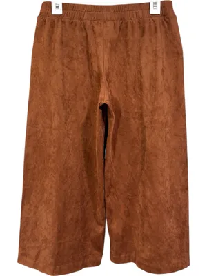 Chicos Tan Neutral Faux Suede Cropped Wide Leg Pants Size XS Womens thumbnail 5