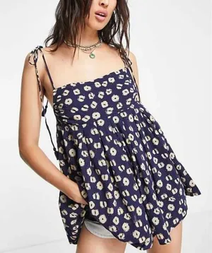 Free People Molly Cami Tunic Top - Size S -‎ Indigo - NWT thumbnail 1
