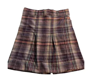 Vintage Plaid Mini Skirt Academic Purple‎ Rust Pleated Back Zipper thumbnail 1