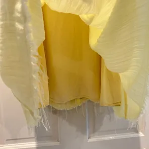 Cloud Ten Babydoll Mini Dress Frayed Hem Linen Blend Summer Yellow‎ Size Medium thumbnail 3