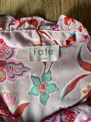 Fate Pink Floral Ruffle Blouse Long Sleeve Size L Romantic Boho Top thumbnail 3
