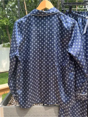 In Bloom by Jonquil Navy Satin Long Sleeve & Pants Pajama Set Size S Loungewear thumbnail 5