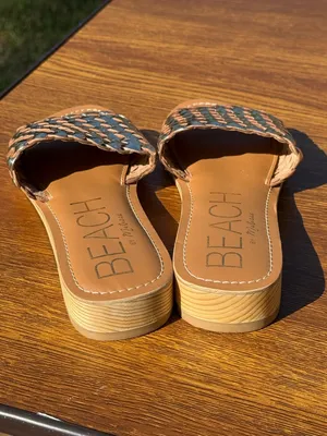 Matisse Beach Pipeline Sandals Gold Metallic Woven Leather Slides Size 8 thumbnail 8