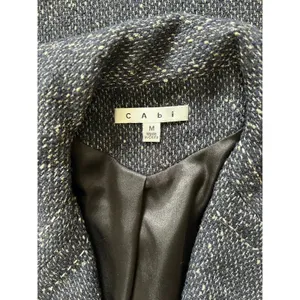 Cabi Blair Black Oversized Wool Blend Tweed One Button Dark Academia Jacket M thumbnail 6