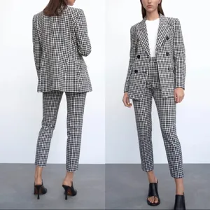 Zara black and white gingham suit jacket thumbnail 2