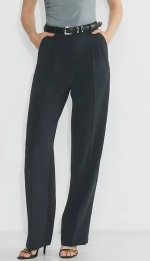 Aritzia Effortless Pant Wide Leg Trouser Size 00 Black Office Career Pleated thumbnail 1