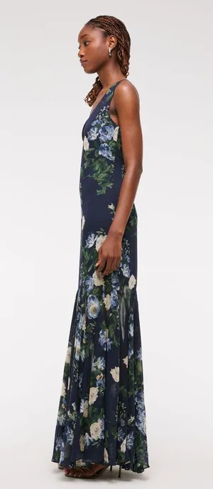 Abercrombie & Fitch Navy Plunge Godet Skirt Maxi Dress thumbnail 2