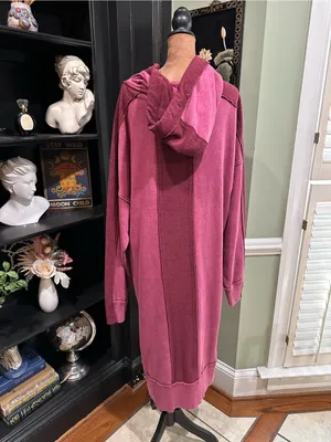 Oli & Hali Washed Pink Hooded Sweatshirt Tunic Dress – Size Large thumbnail 8