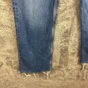 Zara Jeans Size 2 Wide Straight Leg Long High Rise Raw Hem Rigid Denim Cotton thumbnail 9