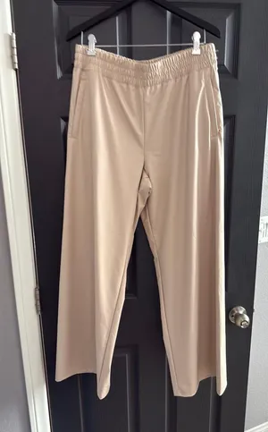 OFFLINE by Aerie cream high waisted vegan leather pants thumbnail 1