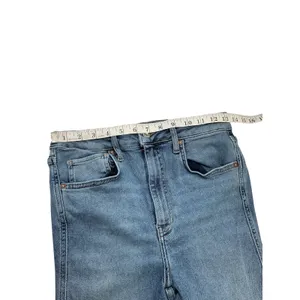 Free People We The Free Straight Leg Jeans Medium Wash Raw Hem Side Slit Size 30 thumbnail 4