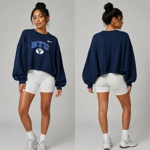 Nike Phoenix Fleece BYU Cougars Womens XL Oversized Cropped Crewneck Gameday thumbnail 2