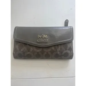Vintage y2k Coach Grey Signature Jacquard Leather Trifold Wallet W/ checkbook thumbnail 2
