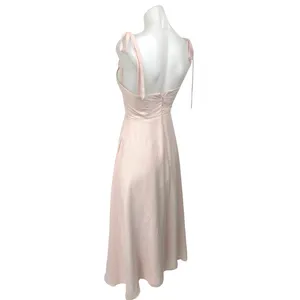 Azazie Pink Sleeveless Tie Strap Bridesmaid Cami Tank Fit & Flare Midi Dress 14 thumbnail 4