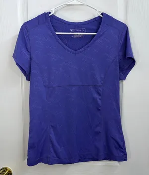 Tek‎ Gear purple blue active stretch v-neck athletic short sleeve shirt large thumbnail 1