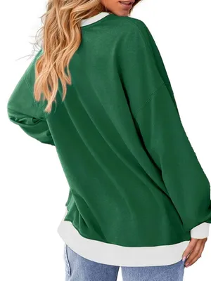 Fantaslook Women's Green Oversized Crewneck Sweatshirt Size Small thumbnail 3