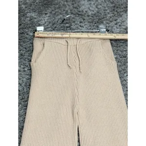 Athina Women’s Beige Pants 100% Viscose Ribbed Knit Wide Leg Drawstring Size S thumbnail 12