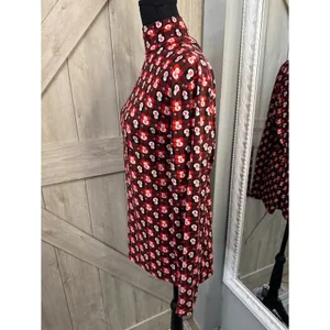 Holiday Snowman Buffalo Plaid Turtleneck Top Red Black Long Sleeve Christmas thumbnail 3