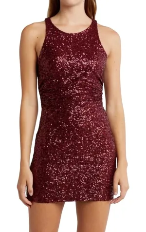 Abound‎ Ruby Red Sequin Dress Size Large Sleeveless Cocktail Party NEW thumbnail 1