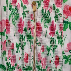 NWT Hill House Home‎ Puff Sleeve Floral Bow Crop Top in White/Pink thumbnail 6