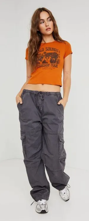 Garage Tanner Tie Up Cargo Pant in Grey Forged Iron Size Small thumbnail 1