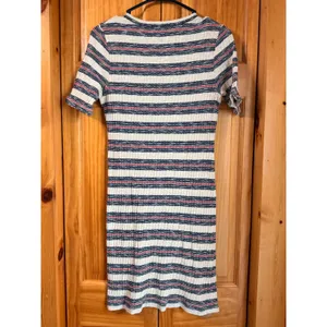 Madewell Lawton Stripe Rib Knit Sheath Mini Dress Medium M Button Shoulder thumbnail 2