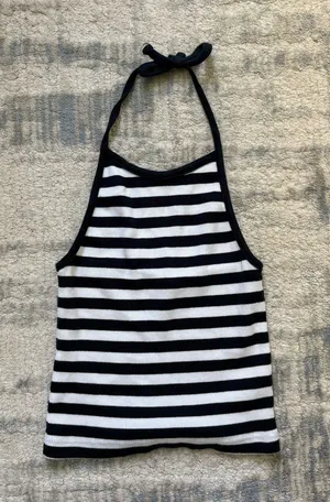 Brandy Melville Navy and White Striped Halter Tank thumbnail 1
