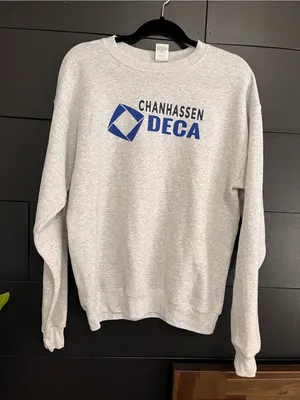 DECA Graphic Gray Crewneck Pullover Sweatshirt Unisex Sz M Chanhassen NWOT thumbnail 1