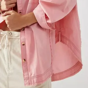 NWOT FREE PEOPLE Freya Poplin Tunic Button Down Blouse Pink thumbnail 6