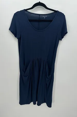 Garnet Hill Womens Blue T-Shirt‎ Dress Pockets Size XS Stretch Modest Comfort thumbnail 1