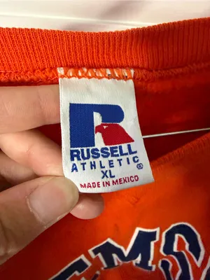 Russell Athletic Cropped Orange Clemson Crewneck Sweatshirt Collegiate Football thumbnail 2