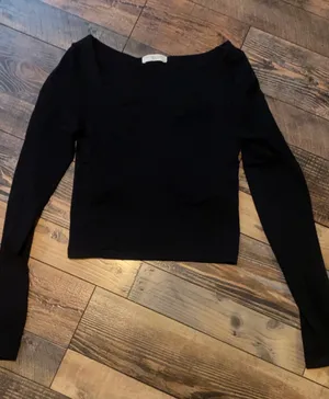 Altar'd State Black Long Sleeve Top Crop thumbnail 1