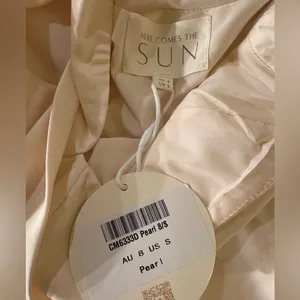 Here Comes The Sun satin maxi slip dress cowl neck sz S new NWT cream thumbnail 4