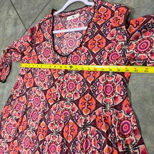 Natural Life Pink Red Floral Paisley Boho Tunic Dress Sz S Boho Cottagecore Cute thumbnail 7