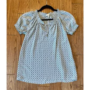 Joie silk medallion smocked puff sleeve top xs thumbnail 6