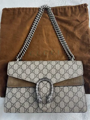 Gucci GG Supreme Shoulder Bag in Beige and Brown with Silver Hardware thumbnail 1