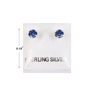 925 Sterling Silver Blue Round Earring Studs thumbnail 3