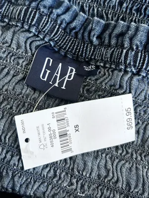NWT Gap Denim Blue Cotton Blend Long Sleeve Smocked Top Blouse Size XS thumbnail 3