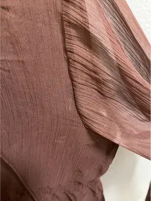 Y2K Wet Seal Brown Long Sleeve 100% Silk Sequin Blouse Top M thumbnail 5