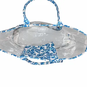 Lilly Pulitzer Oversized Clear Plastic PVC & Canvas Trim Tote Bag & Pouch thumbnail 5