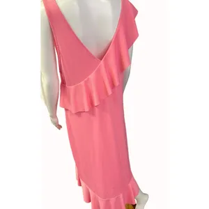 Zara Women's Pink One Ruffle Shoulder/ High low Dress Size L SKU 4112 thumbnail 3