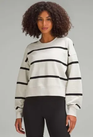 Lululemon Perfectly Oversized Cropped Crew Striped Sweatshirt thumbnail 1